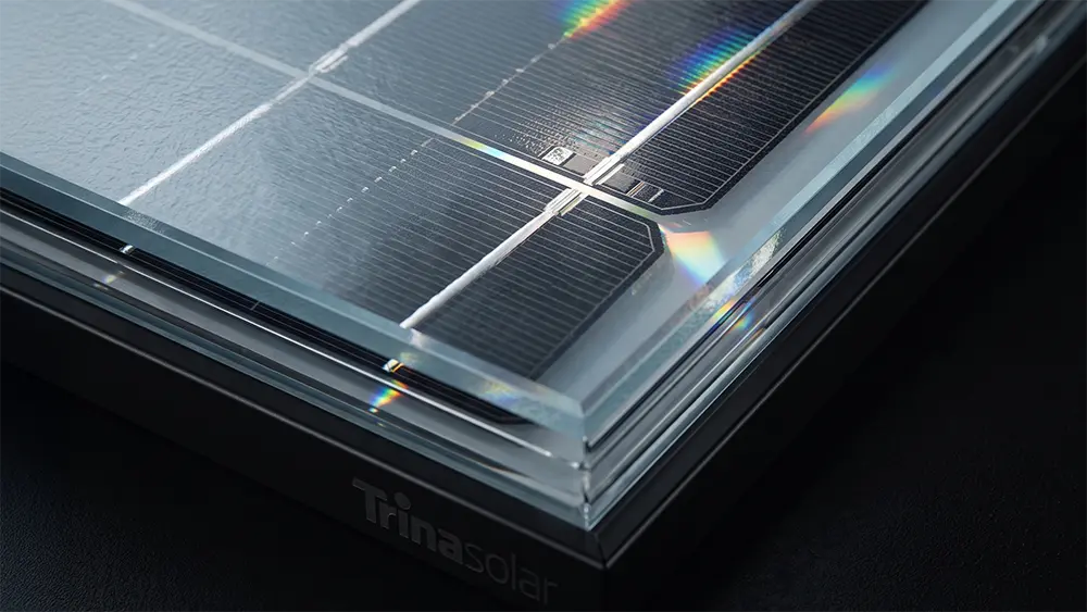 Close-up of Trina Solar panel cells